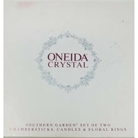 Oneida Crystal Southern Garden Set 2 Chambersticks Candles Sticks Floral Rings