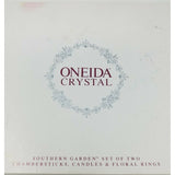 Oneida Crystal Southern Garden Set 2 Chambersticks Candles Sticks Floral Rings