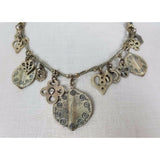Mixed Metal Statement Dangle Charm Bib BEADED NECKLACE Contemporary Jewelry