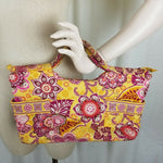 Vera Bradley Bali Gold Gabby Bag Shoulder Handbag Tote Large Purse Quilted Blue