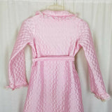 Vintage 1970s Bees & Jam Bubblegum Pink Lace Quilted Tie Sash Bath Robe Girls 8