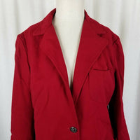 Artcraft Wool Twill 2 Button Up Blazer Jacket Womens M L Vintage Red Pewter 70s