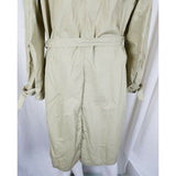 Vintage Fox Knapp Belted Placket Front Lightweight Rain Trench Coat Mens M Khaki