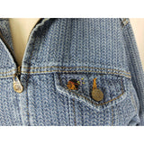 Billy Jeans Herringbone Denim Blue Jean Jacket Womens M Zip Up Indian Chief Logo
