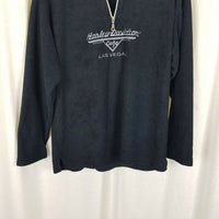 Harley Davidson Cafe Vegas Fleece 1/4 Zip Pullover Sweater Jacket Mens M Henley