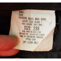 Vintage Wool Serge Class l Trousers 2234 Green Military Army Pants Mens size 29R