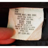 Vintage Wool Serge Class l Trousers 2234 Green Military Army Pants Mens size 29R