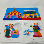 Here Come The Clowns Soft Cloth Book Cut & Sew Fabric Panel Vintage 1990s Infant