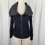 Guess Funnel Cowl Neck Shawl Collar Zip Up Sweatshirt Sweater Jacket Womens M