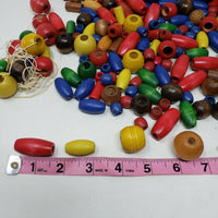 Vintage Colorful Children's Wood Jewelry Craft Beads Wooden Primary Colors 2 lbs