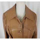 New England Sportswear Co Belted Brown Leather Jacket Peacoat Western Womens 14
