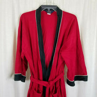 Harcourt Red & Black Velour Wrap Bath Robe Mens One Size OS Striped USA Smoking