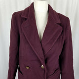 JG Hook Double Breasted Winter Wool Military Short Peacoat Coat Womens 2P Maroon
