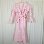 Vintage 1970s Bees & Jam Bubblegum Pink Lace Quilted Tie Sash Bath Robe Girls 8