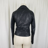 Topshop Vegan Faux Black Leather Cropped Moto Jacket Wide Collar Womens 4 Padded
