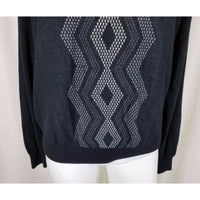 Perry Ellis VNeck Argyle Chevron Pullover Sweater Mens M Lightweight Black Gray