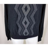 Perry Ellis VNeck Argyle Chevron Pullover Sweater Mens M Lightweight Black Gray