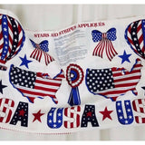 USA Stars and Stripes Print Applique COTTON Fabric Panel Patriotic 4th of July