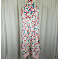 Vintage Handmade Wrap Dress Womens L XL Floral Cotton Belted Tie Shawl Collar