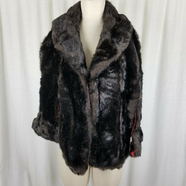 Vintage Faux Fur Cape Stole Wrap Womens OS Hollywood Glam Formal Coat