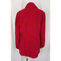Calvin Klein Wool Long Peacoat Medium Length Coat Womens M Red Double Breasted