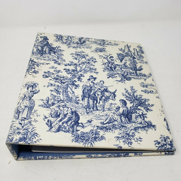 Vintage Target Blue Country French Toile Print Fabric Photo Album 3 Ring Binder