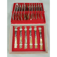 Thailand Hindu God Elephant Teak Rosewood Nickel Bronze Flatware 18 Pieces Set