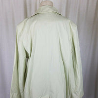 Talbots Floral Lined Long Lime Green Rain Trench Coat Womens XL Placket Front