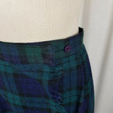 Nine to Five Wool Tartan Plaid Pleated Pinned Wrap Kilt Skirt Womens 7 Vintage
