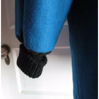 Sheridan Square Vegan Leather Knit Wool Short Coat Peacoat Womens 8 Bright Blue