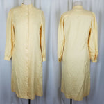 Vintage Casi Yellow Silk Full Button Up Shirt Dress Jumper Womens 6 Long Sleeve