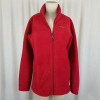 Columbia Red Fleece Jacket Full Zip Youth Girls Kids size XL 18 20 Funnel Neck