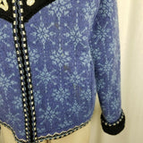 Icelandic Design Wool Satin Lined Knit Full Zip Cardigan Sweater Jacket Womens L