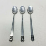HF Mystique Stainless Steel Flatware Silverware Long Dessert Spoons Lot 3 VTG