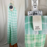 LL Bean Freeport Studios Green Plaid Maxi Summer Shirt Dress Womens Petites 10P