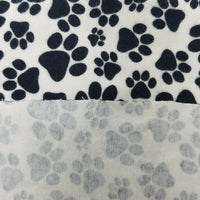 Black & White Paw Prints Fabric Screenprinted Approx 1/2 yard Dogs Cats Puppies