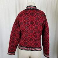 LL Bean Merino Wool Nordic Fair Isle Zip Up Cardigan Sweater Jacket Womens XS