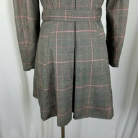 H&M Plaid Flirty Fit & Flare Double Breasted Belted Tie Sash Coat Womens 6 Pink