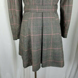 H&M Plaid Flirty Fit & Flare Double Breasted Belted Tie Sash Coat Womens 6 Pink