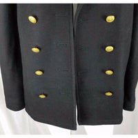 Spiewak Wool Double Breasted Peacoat Coat Mens M Maine Crest Gold Buttons Black