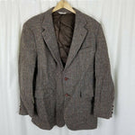 Vintage HARRIS Tweed Blazer Brown Mottled Wool Sport Coat Jacket Mens 42R USA