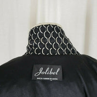 Jolibel Textured 3D Raised Print Black White Jacket Womens L Zippered Zip Up 80s