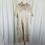 J.Jill Tan Chambray Denim Jean Tunic Sack Shirt Dress Womens XL Pet Cotton Khaki