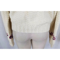 Vintage LL Bean Funnel Neck Shawl Collar Knit Sweater Womens M Winter White USA