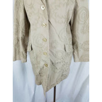 J.Jill Canvas Cotton Embroidered Pleated Fit & Flare Riding Jacket Coat Womens M
