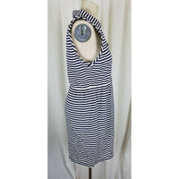 Dockers Jersey Knit Cotton Striped Summer Mini Dress Womens M Navy Blue Sailor