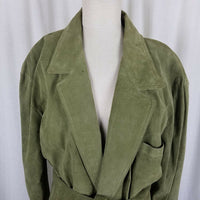 Georgetown Leather Design Leather Suede Wrap Jacket Coat Womens L Belt Tie Sash