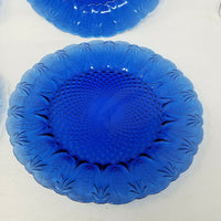 Set of 4 Avon Royal Sapphire Leaf Fan France Cobalt Blue 10 5/8" Dinner Plates