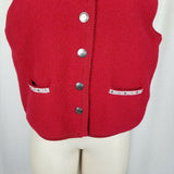Woolrich Boiled Wool Cardigan Sweater Vest Jacket Womens M Ribbon Trim Collared