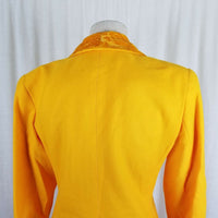 Ivana Wool Removable Velvet Embossed Collar Wrap Blazer Jacket Womens 10 USA